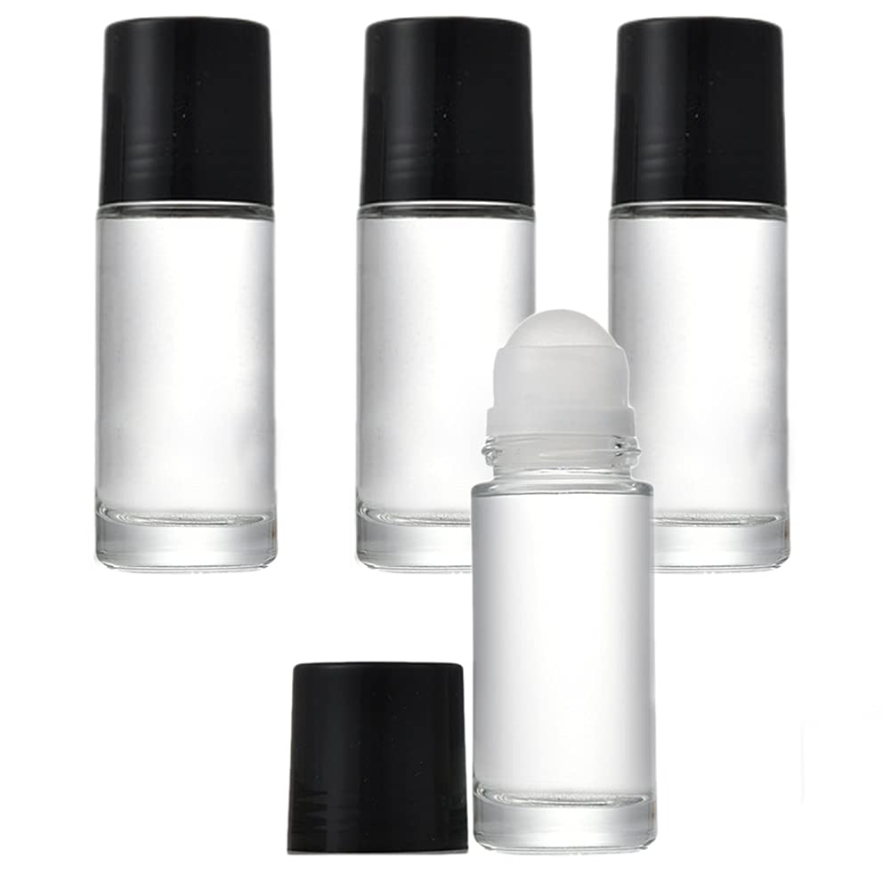 Wresty 4 Pack Of 1.7Oz/50Ml Glass Roll On Bottles Deodorant Roller Bottles Travel Deodorant Containers Diy Rollerball Bottles Fo