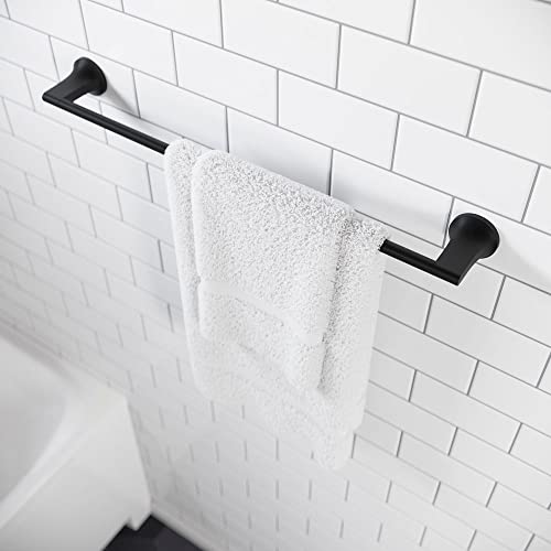 Pfister Pfirst Modern Bath Towel Bar For Bathroom, 24-Inch, Wall-Mounted, Screw-In, Matte Black Finish, Btbpfm2B