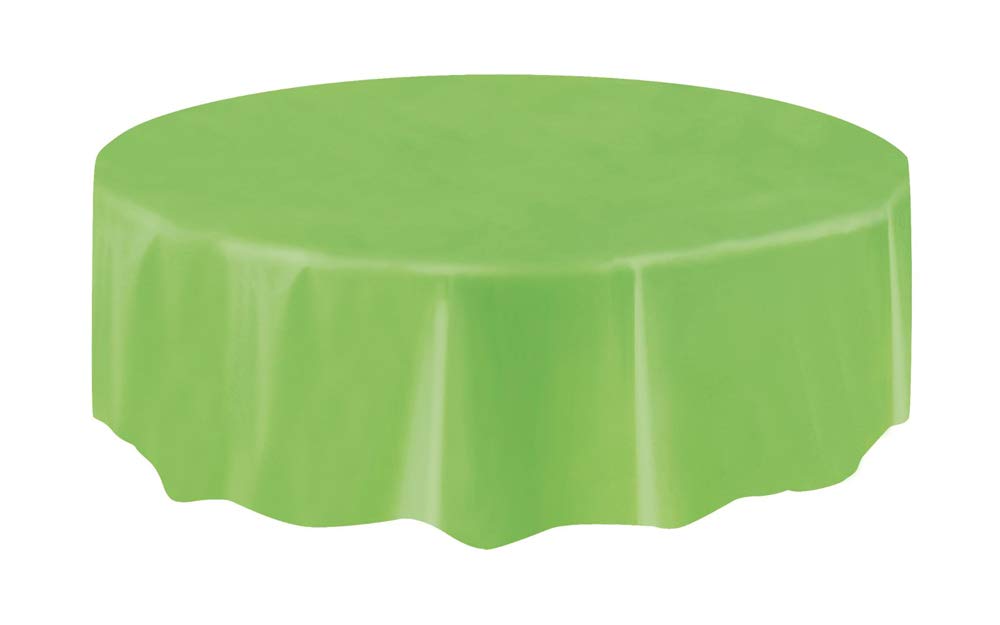 Elegant Lime Green Solid Round Plastic Table Cover (84'')- Premium Waterproof Tablecloth - Perfect For Parties & Events, 1 Pack