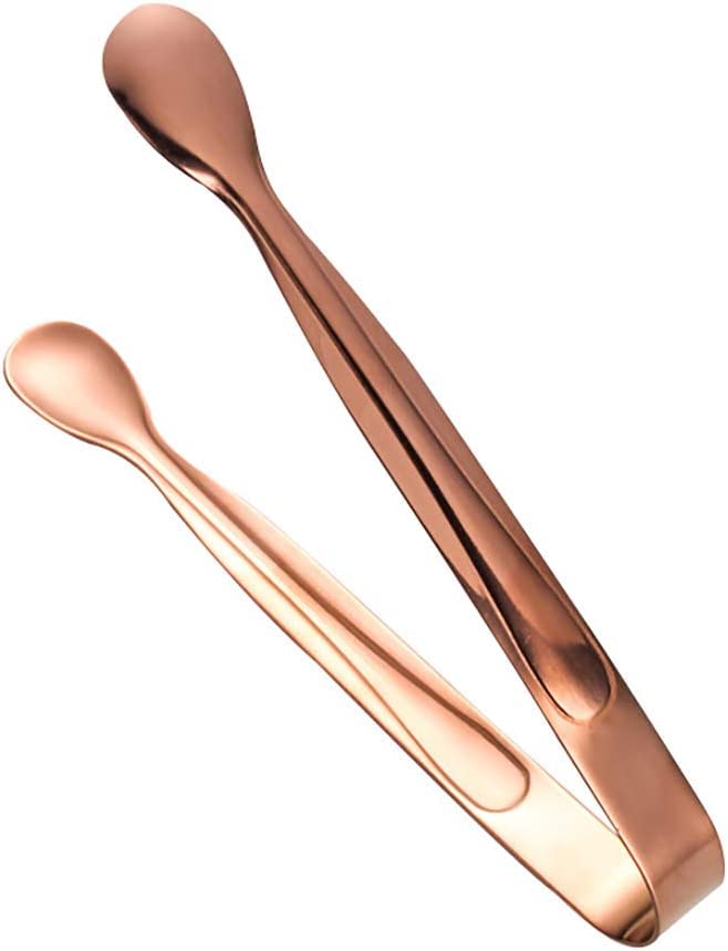 Generic Mini Stainless Steel Sugar Tong Hotel Bar Ice-Cube Picker Coffee Tea Food Serving Tool, Rose Golden, Silver