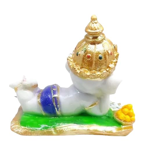 Inshreys Handcrafted Polyresin Eco Friendly Baal Ganesha Statue | Figurine Ganpati Idol Reading Book Showpiece For For Home Deco