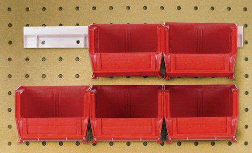 Hang-N-Stack Bin,  Package, Includes: (4) 10-7/8L X 5-1/2W X 5H (Qus230) Red Bin And (2) Bin Rails