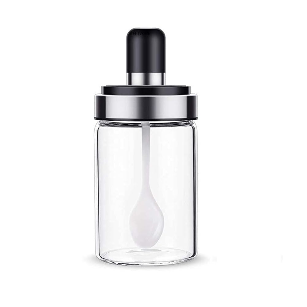 ANNIE 250ml Kitchen Pickle Seasoning Jar Set Glass Spice Jar Container With Spoon Jar Bottle For Dining Table Salt Tea, Sugar Fo
