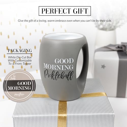 Pavilion - Good Morning Pickleball - 16 oz Gray Coffee Mug Tea Cup Gift Partner Player Sports Lover Friend Birthday Long Distanc