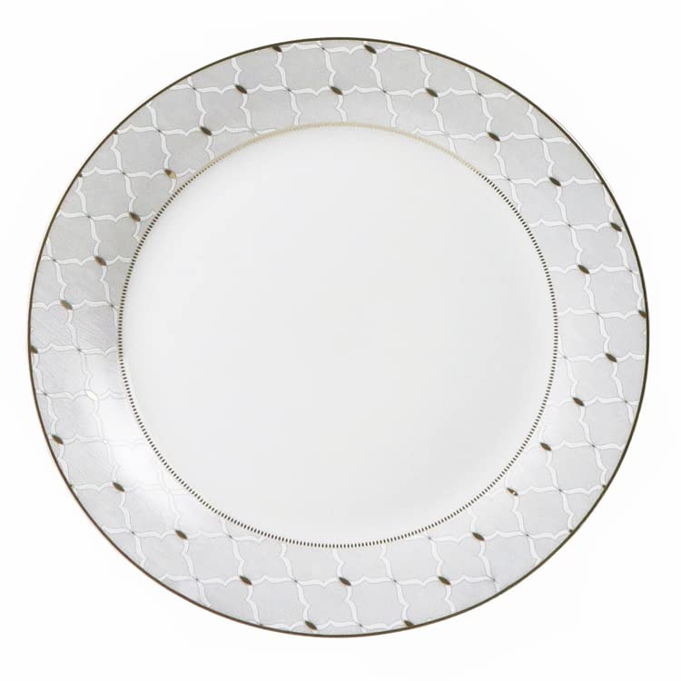 Stylish and Elegant 24 Pieces Porcelain Dinnerware Set Service for 4 People - Carlotta-Mix and Match, Silver Border