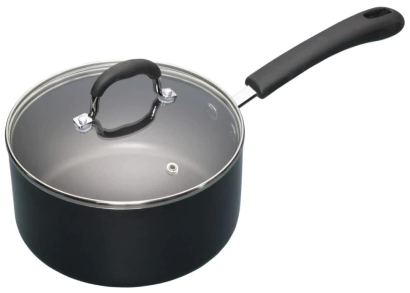 MasterClass Aluminium NonStick Enamel Saucepan with Lid, 2 cm (8), Black