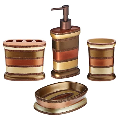 Zahari Home 4Pc Contempo Stylish Bathroom Accessories Set Shower Soap Dispenser, Tumbler, Tooth Brush Holder And Soap Holder Lux