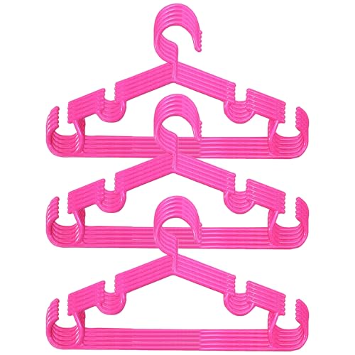 Heart Home Pack Of 15 Kids Hangers For Clothes | Small Hangers For Wardrobe | Baby Cloth Hanger | Mizano Plastic Hangers | Pink