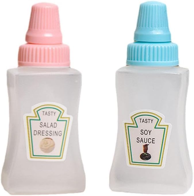 Wentoenapp 2Pcs Mini Ketchup Bottle, Condiment Squeeze Bottles Empty, Plastic Salad Dressing Container Tomato Ketchup Condiments