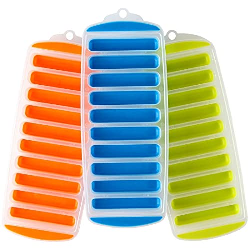 Puthak Water Bottle Long Stick Ice Cube Trays With Easy Push Pop Out Narrow Ice Stick Cubes Assorted Color Silicone Bottom Ice S