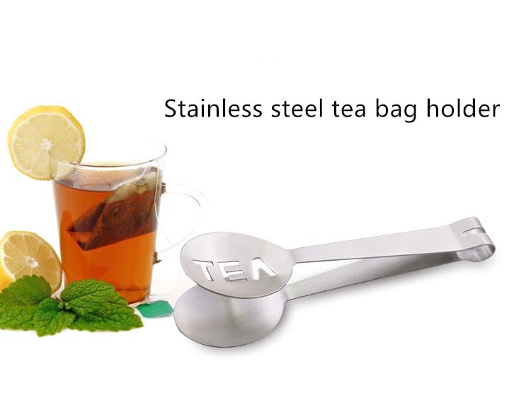 Tea Bag Squeezer, 2Pcs Stainless Steel Tea Bag Spoon, Teabag Tong Strainer Holder For Loosing Leaf, Gripping Ice Cube, Sugar (Si
