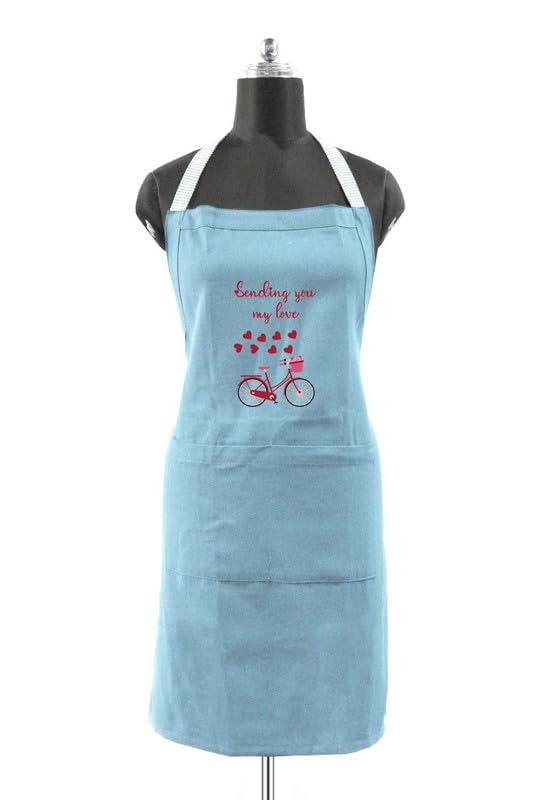 Jyotex Valentines Day Love Heart Printed Kitchen Apron For Women & Men |Pack Of 1| Adjustable Cooking & Baking Apron | Gift For