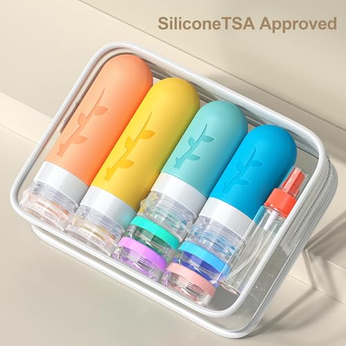 18pack Travel Bottles for Toiletries  Travel Essentials Tsa Approved travel toiletry bottles Silicone Travel Containers  Leak Proof Refillable Liquid for Shampoo Conditioner Lotion