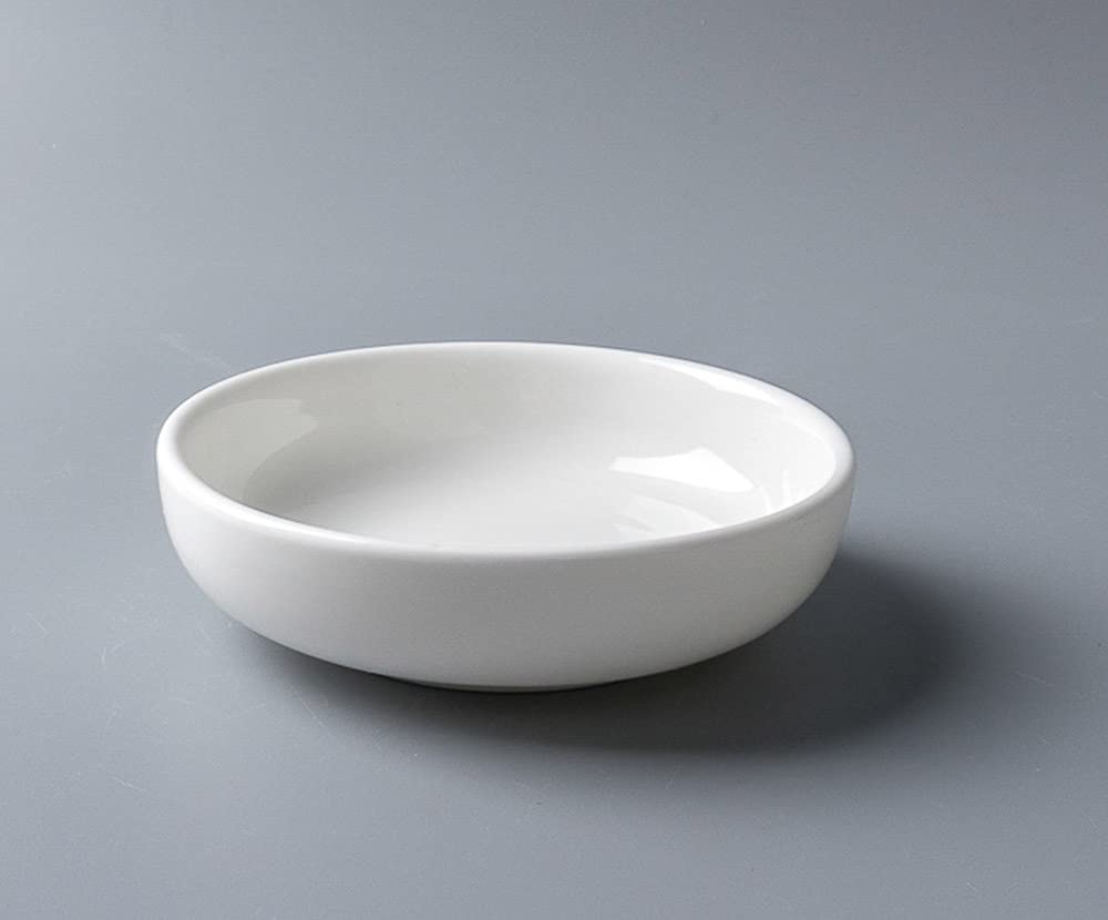 Mozacona 4Pcs White Ceramic Seasoning Dishes Dipping Bowls Appetizer Plates,3.8 Inch