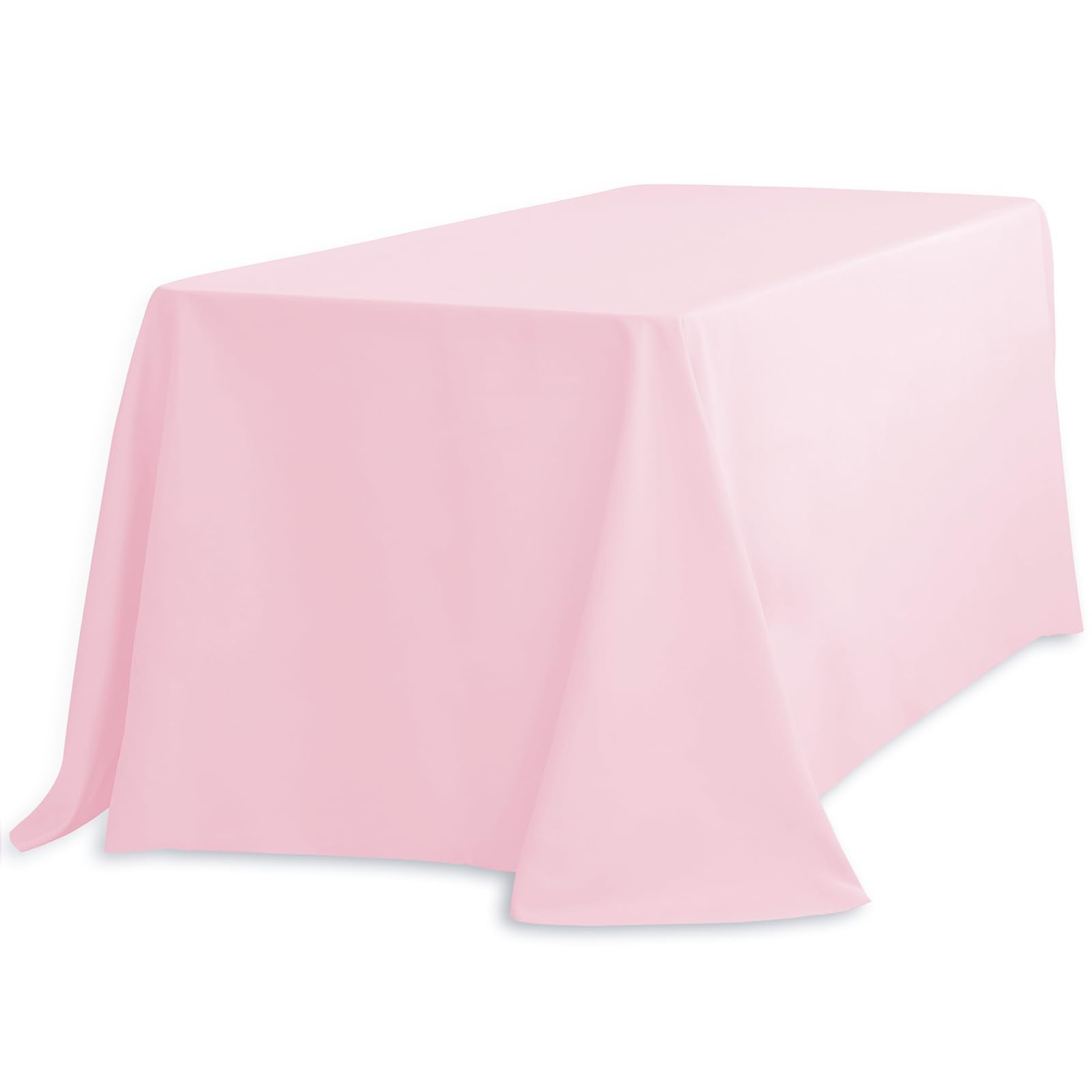 Linentablecloth 90 X 132-Inch Rectangular Polyester Tablecloth With Rounded Corners, Pink