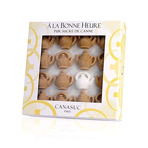 Canasuc Paris, A La Bonne Heure, Pur Sucre De Canne,''Window Gift Box'' Of 32 Assorted French Molded Teapot Sugar Pieces, White