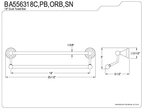 Kingston Brass BA556318SN Royale 18'' Dual Towel Bar  Brushed Nickel