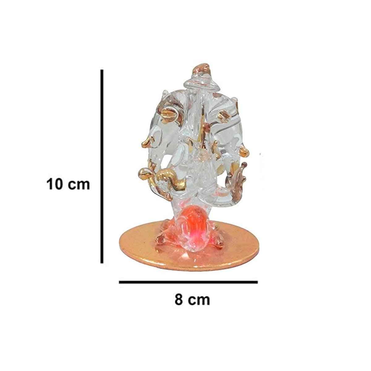 Saugat Traders Crystal Ganesha Idol For Car Dashboard- Double Side Face Ganesha Idol - Small Ganesha Murti - Gifting Purpose