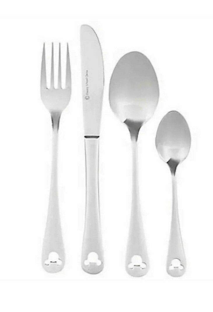 Disney Parks Mickey Mouse Icon Silhouette 24 Pcs Satin Finish Silverware Flatware Set