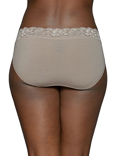 Vanity Fair Womens Flattering Lace Panties, Bikini-Toasted Coconut Stripe, 5