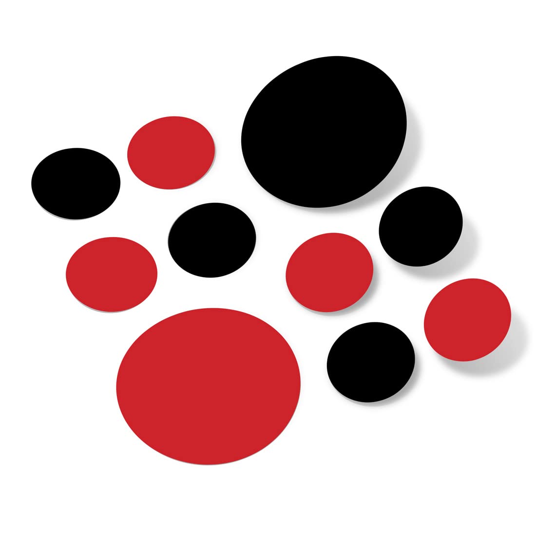 Black/Red Vinyl Wall Stickers - 2 & 4 Inch Circles (60 Decals)