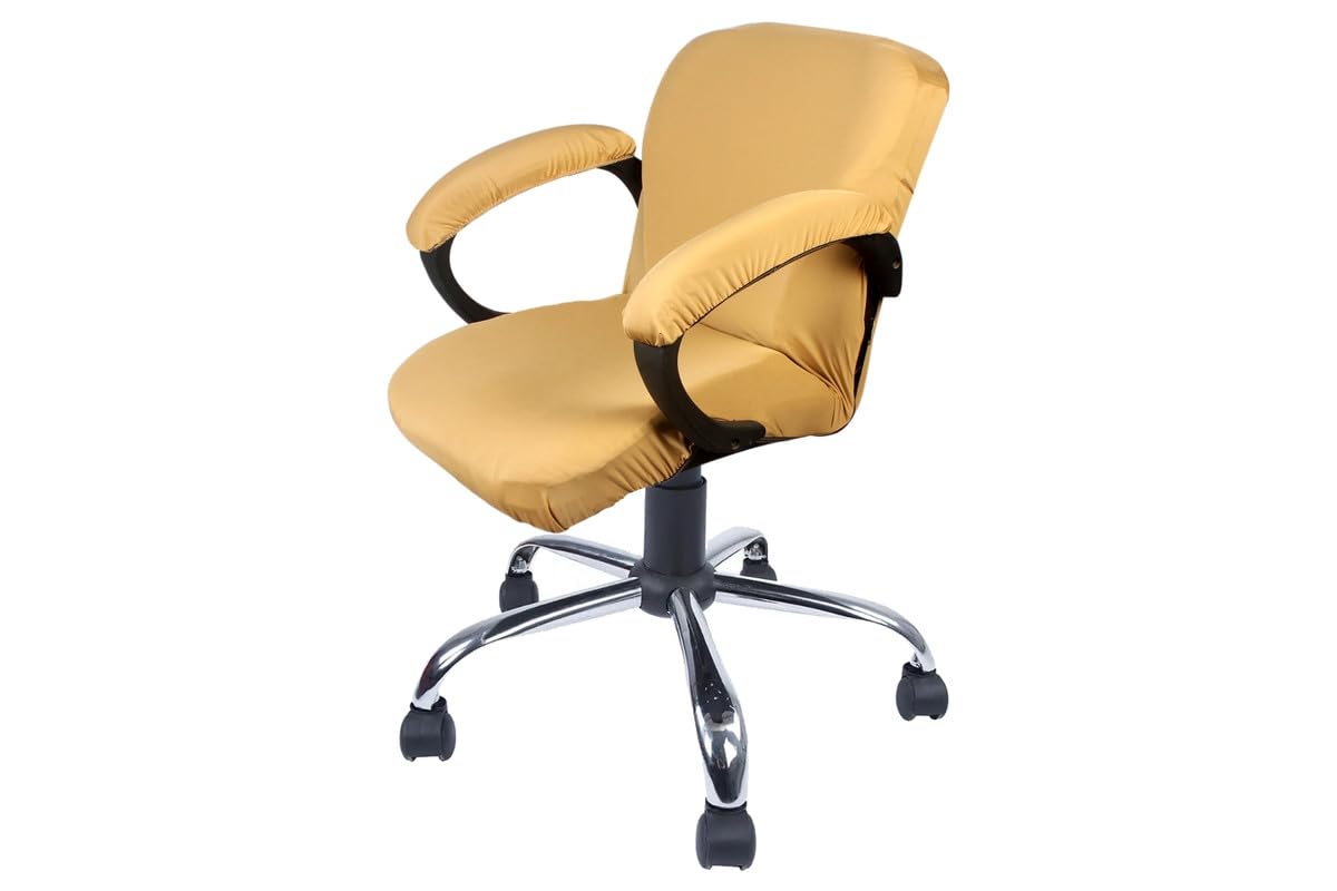 The Furnishing Tree Spandex Office Chair Cover With Handle Cover Beige Set Of 1