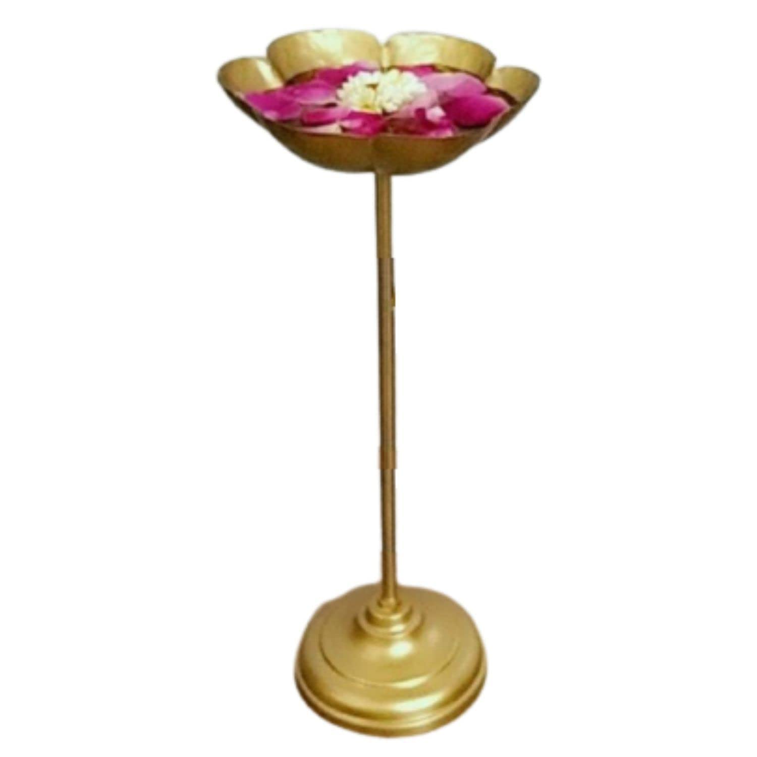 World Fire Taj Bowl Hammered Urli Candle Stand with Floating Diya | Urli for Home Decor and Festival Decor Urli Show Piece for F