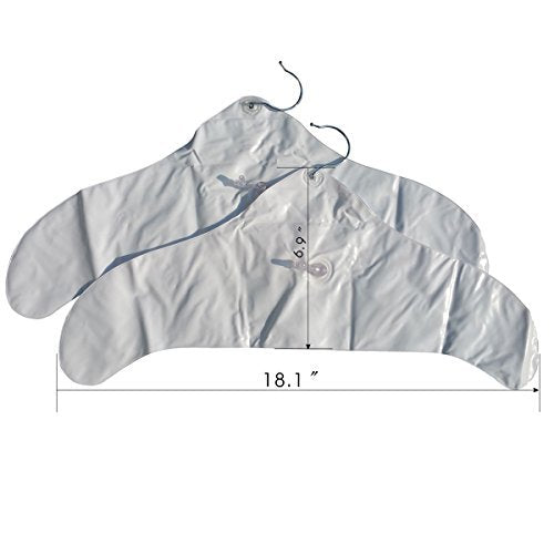 Coralpearl Inflatable Hanger Travel X 2, White Round Shoulder, Portable Folding Clothes Drying Rack In Metal Hook,Space Saving C