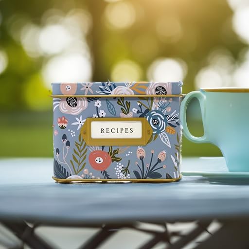 Jot & Mark Decorative Recipe Tin Box For Recipe Cards, Greeting Card Holder  Holds Hundreds Of 4A X 6A Cards (Garden Floral)
