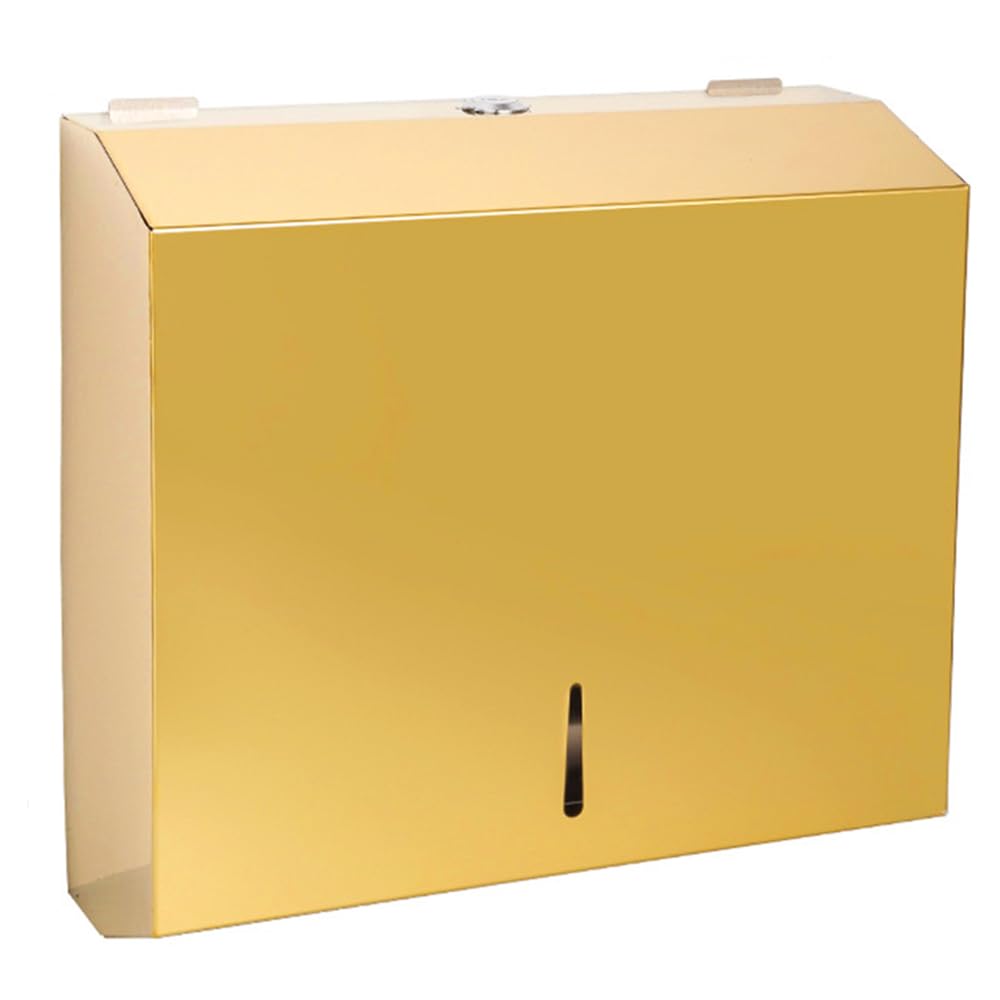 Comercial Paper Towel Dispenser Wall Mount, Brushed Gold Stainless Steel Hand Towel Dispenser with Lock, Large Capacity Trifold/