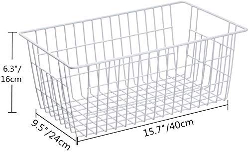 SANNO Wire Storage Baskets Set of 2 - 15.7" White-2P Bins for Home, Office, Bathroom, Pantry Organization