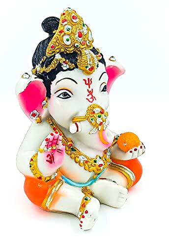 Atut Ganesh Idol In Big Size For Home Temple (Multicolour, Unbreakable- 21.5 Cm)
