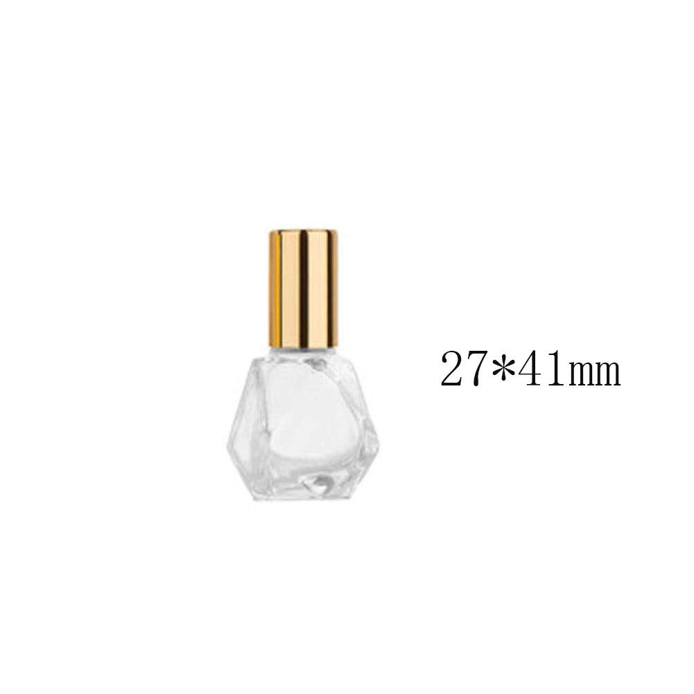 ConStore 10 PCS Mini Portable Polygonal Clear Glass Roller Bottle 8ml/0.27oz DIY Travel Essential Oil Roll On Bottle with Stainless Steel Ball Gold Cap