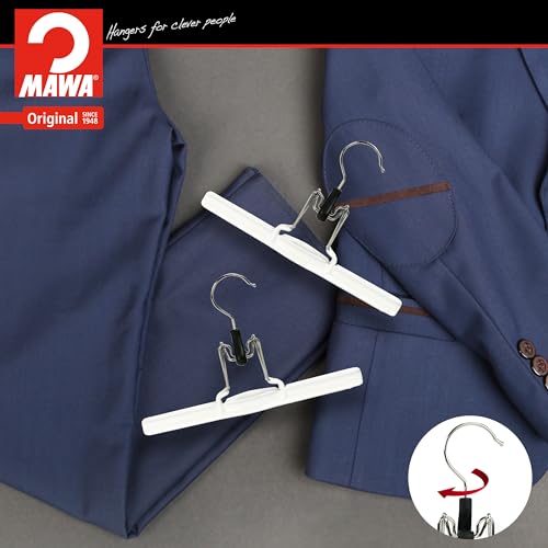 Mawa Space-Saving With Rotating Hook Holds Pants, Skirts, & Shorts, Style M/26, White, 6 Count