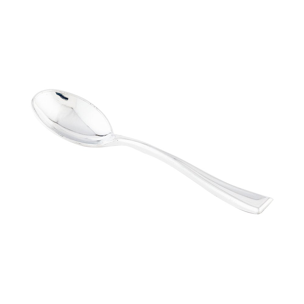 Restaurantware 4 Inch Mini Spoons 500 Disposable Tiny Spoons - Heavy-Duty Pair With Appetizers Or Desserts Silver Plastic Sample