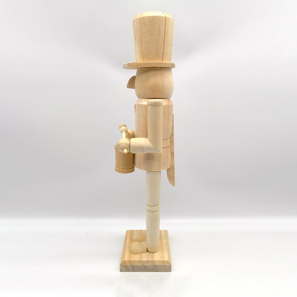 Cabilock Christmas Wooden Unfinished Nutcracker Figures 14.96 Inch DIY Blank Unpainted Nutcracker Soldier Figures Puppet Ornamen