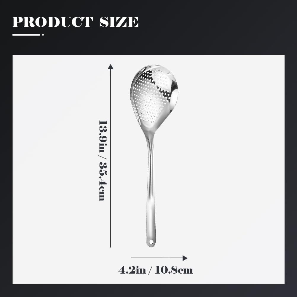 Hemoton Skimmer Spoon Stainless Steel Slotted Spoon Ladle Kitchen Cooking Utensil For Hot Pot Soup Oil Draining Frying