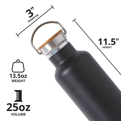 Elemental Classic Stainless Steel Water Bottle - 25Oz Leak Proof Double Wall Insulated Water Bottle For Travel, Gym, Sports And