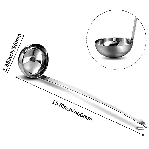 Meekoo 3 Pieces Stainless Steel Ladle Soup Handle Ladle With Pouring Rim For Kitchen Cooking Soup Sauce (8 Oz)