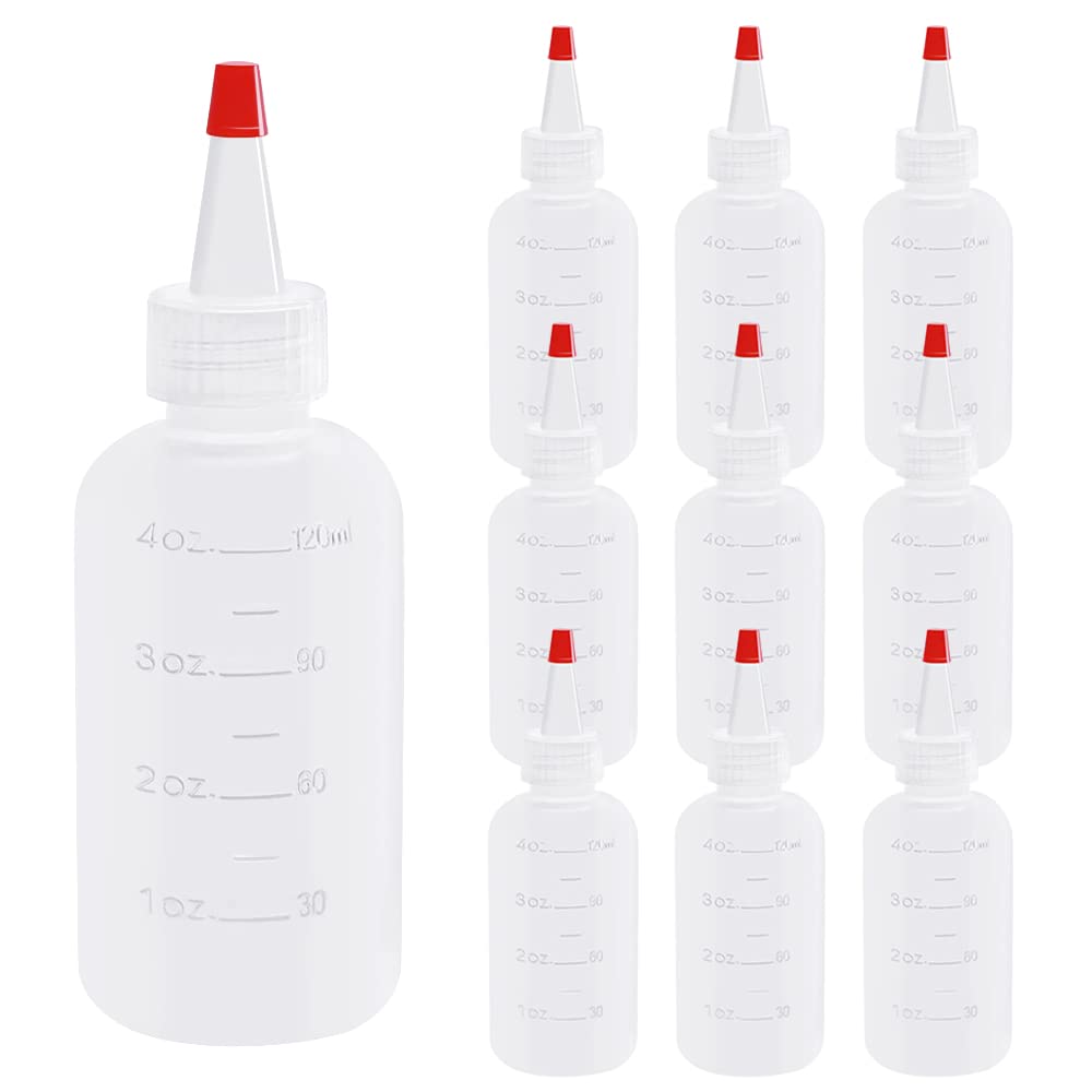 Seewavom 10 Pack 4 Ounce Plastic Squeeze Bottles With Caps Plastic Small Dispensing Bottles Crafts, Art, Glue, Kitchen