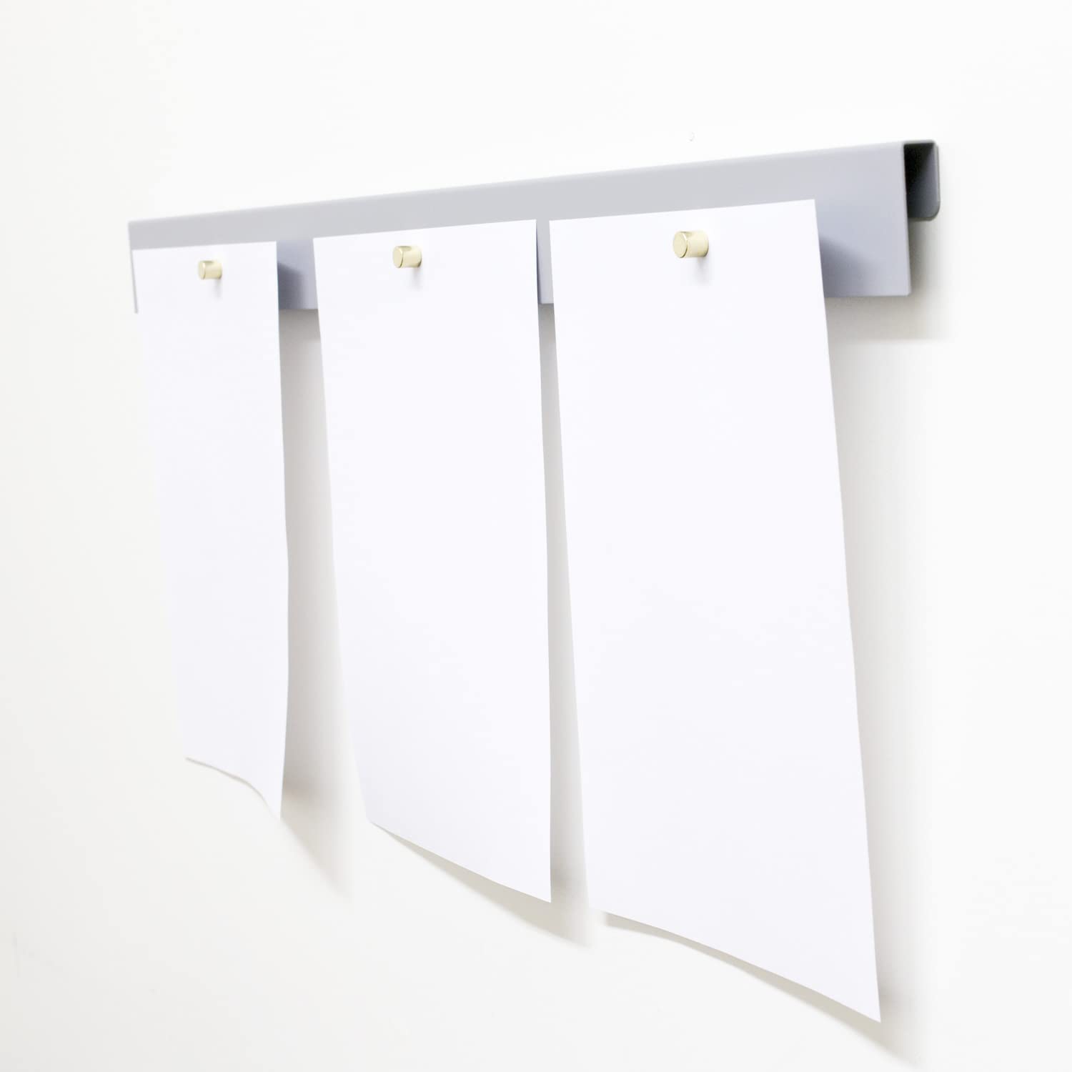 Wall Mount Art Display - Hanging Kids Art Room D?cor - 28'' Magnetic Bar (Set of 2) Gray with Gold Magnets