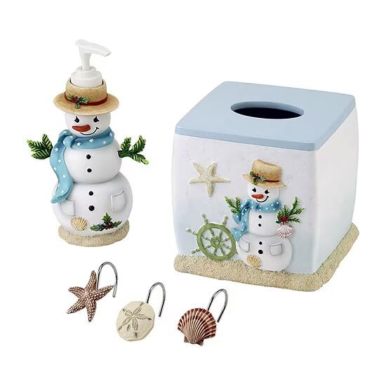 Avanti Linens Coastal Snowman Collection Soap Dispenser/Lotion Pump, Multi