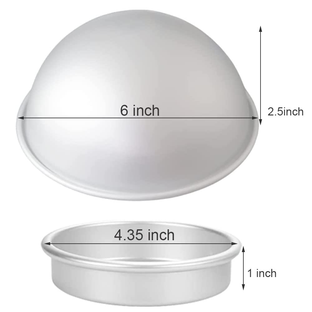 Set Of 8 Dome Cake Pan 6.5 Inch Half Ball Cake Pan, 3D Cake Sphere Pan To Create Any Ball Shaped Cake Aluminum Hemisphere Pan, B