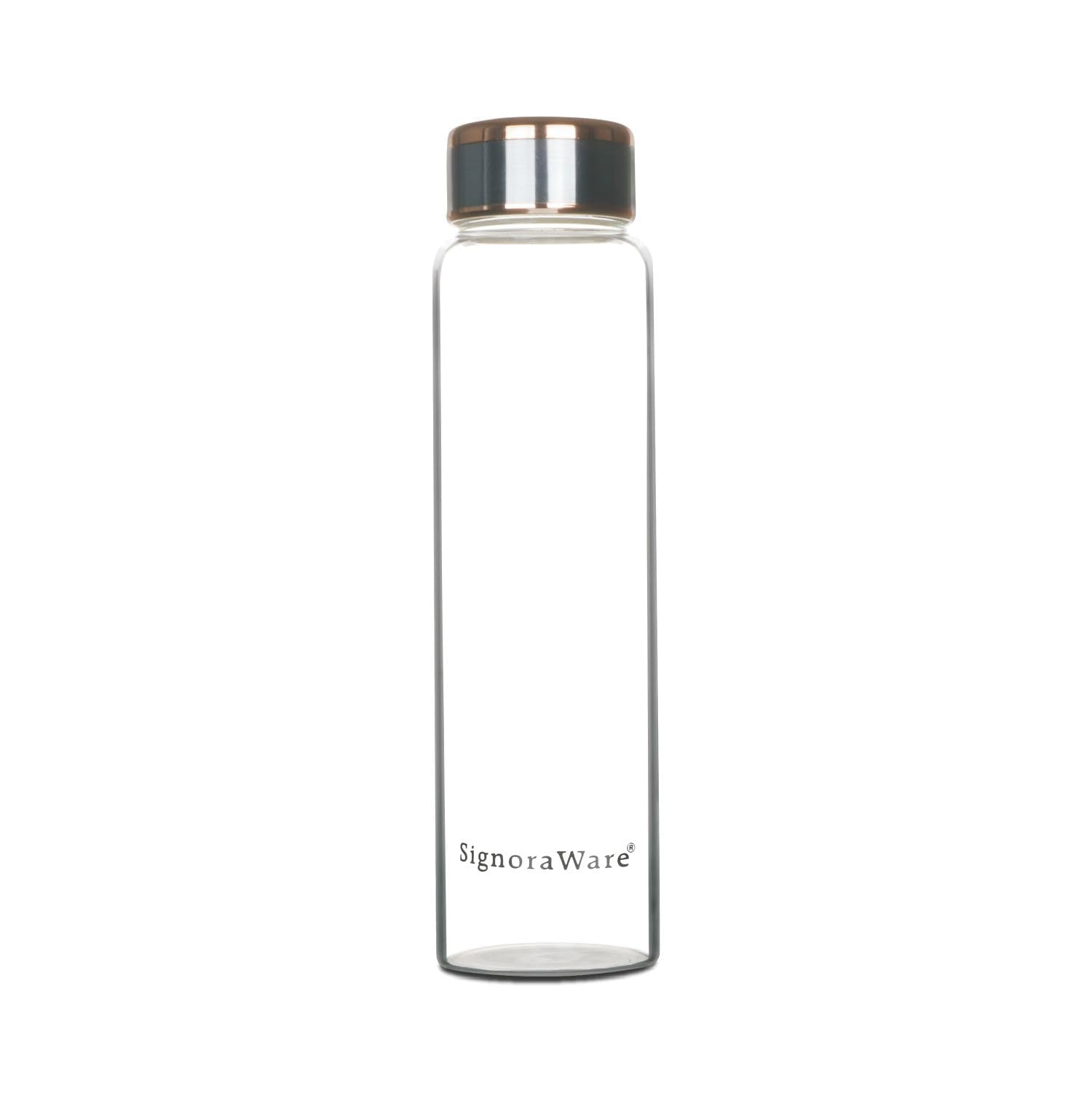 Signoraware Sparko Borosilicate Glass Bottle With Screw Cap | Microwave & Dishwasher Safe | Airtight & Leakproof | Ideal For Cam