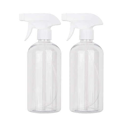 UUJOLY 16.9 oz Plastic Spray Bottle Trigger Empty Spray Bottles Clear Refillable Container for Water  Essential Oils  Hair  Cleaning Products  Adjustable Head Sprayer and Stream (2 Pack)