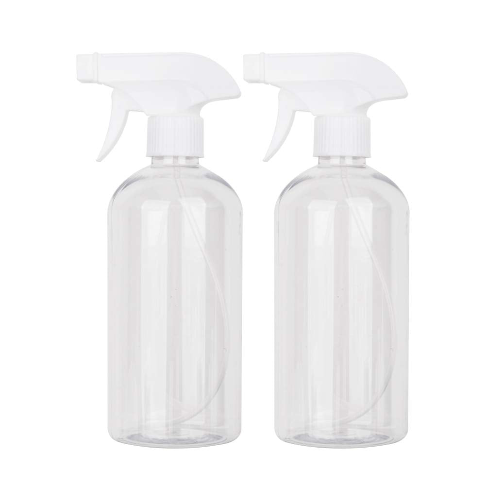 UUJOLY 16.9 oz Plastic Spray Bottle Trigger Empty Spray Bottles Clear Refillable Container for Water  Essential Oils  Hair  Cleaning Products  Adjustable Head Sprayer and Stream (2 Pack)