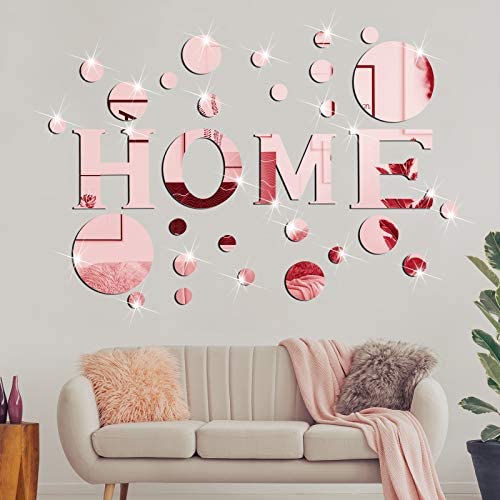 30 Pcs Living Room Wall Decor Home Mirror Wall Stickers Letter Signs Diy Acrylic Mirror Decals 3D Wall Decorations For Home Bedr