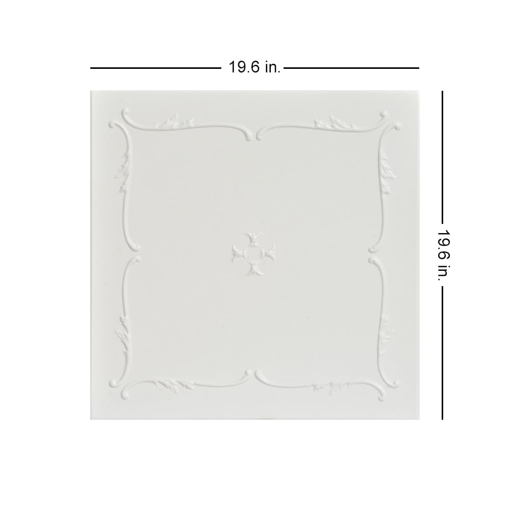 LA MAISON CEILINGS R05 Spring Buds Foam Glue-up Ceiling Tile (21.6 sq. ft./Case), Pack of 8, Dove White