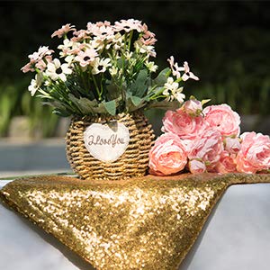 Jyflzq Light Gold Sequin Tablecloth - 60'' X 102'' Rectangular Sparkly Glitter Table Cover Overlay Shimmer Table Cloth, Perfect