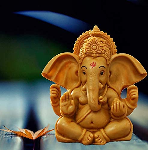 ascension Handcrafted Ganesha Beautiful Lord Ganesha Idol Figurine Showpiece Sculpture Hindu Polyresin Car Dashboard